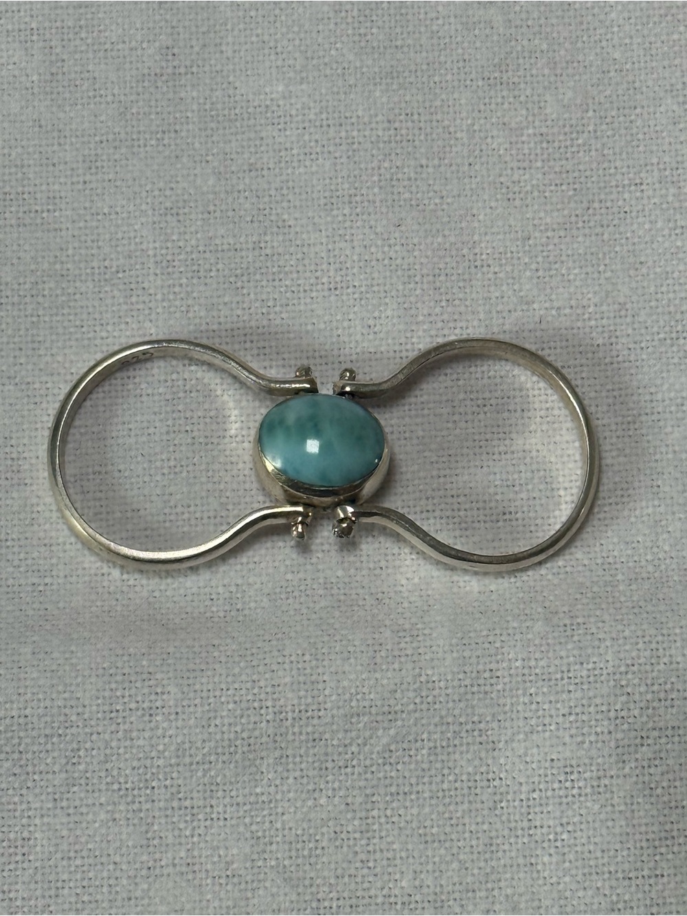 Reversible Sterling Silver Larimar and Conch Ring Size 9